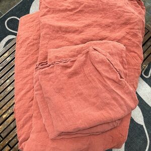 Brooklinen terracotta 100% Linen King Duvet Cover with matching king shams.